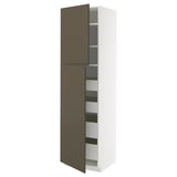 METOD / MAXIMERA Armoire 2 portes/4 tiroirs, blanc/Havstorp brun-beige, 60x60x220 cm