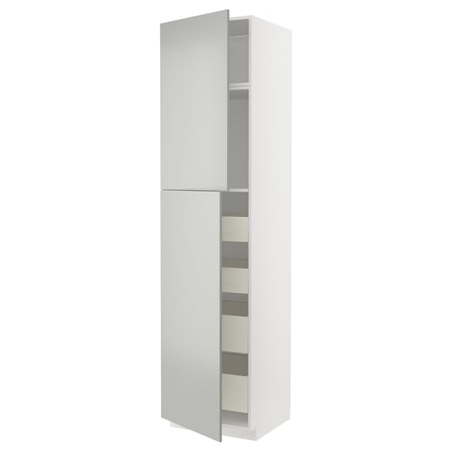 METOD / MAXIMERA Armoire 2 portes/4 tiroirs, blanc/Havstorp gris clair, 60x60x240 cm