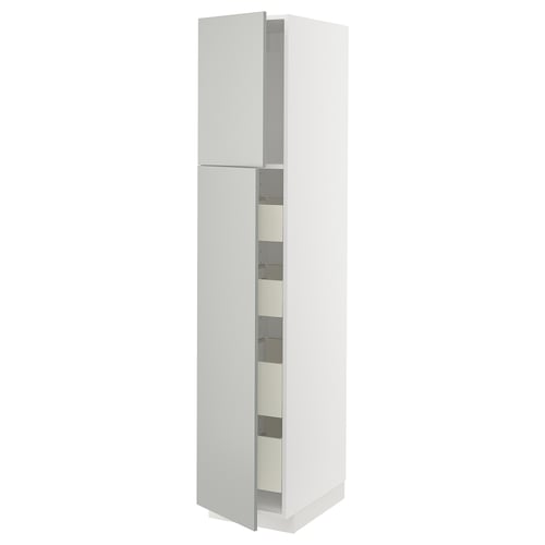 METOD / MAXIMERA Armoire 2 portes/4 tiroirs, blanc/Havstorp gris clair, 40x60x200 cm