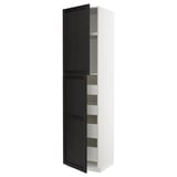 METOD / MAXIMERA Armoire 2 portes/4 tiroirs, blanc/Lerhyttan teinté noir, 60x60x240 cm