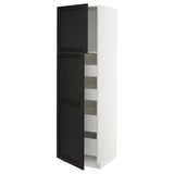 METOD / MAXIMERA Armoire 2 portes/4 tiroirs, blanc/Lerhyttan teinté noir, 60x60x200 cm