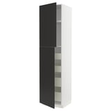 METOD / MAXIMERA Armoire 2 portes/4 tiroirs, blanc/Nickebo anthracite mat, 60x60x240 cm