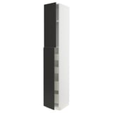 METOD / MAXIMERA Armoire 2 portes/4 tiroirs, blanc/Nickebo anthracite mat, 40x60x240 cm