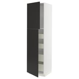 METOD / MAXIMERA Armoire 2 portes/4 tiroirs, blanc/Nickebo anthracite mat, 60x60x220 cm
