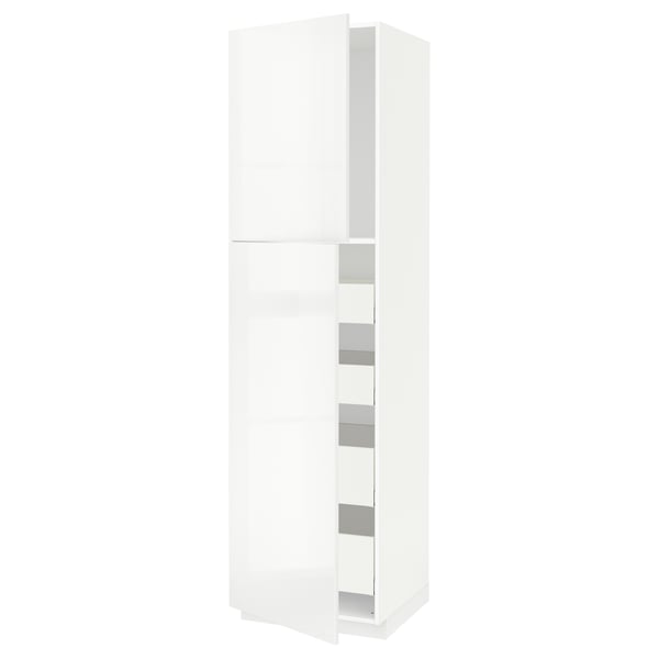 METOD / MAXIMERA Armoire 2 portes/4 tiroirs, blanc/Ringhult blanc, 60x60x220 cm