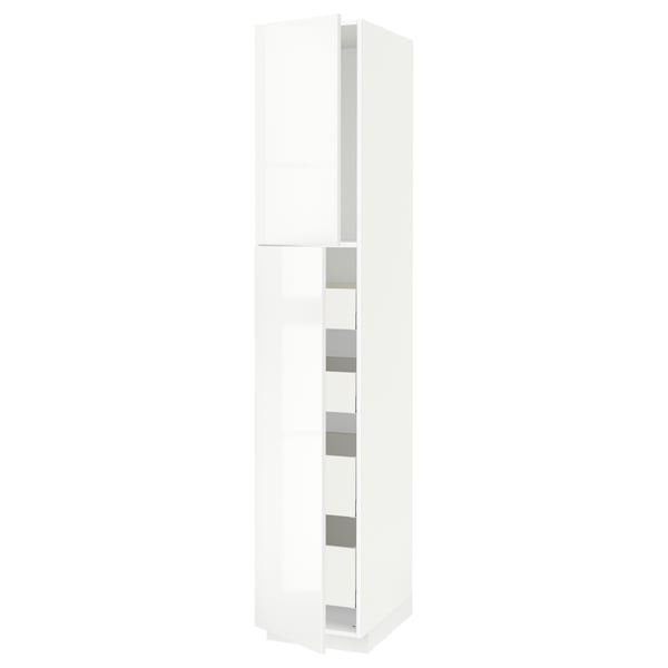 METOD / MAXIMERA Armoire 2 portes/4 tiroirs, blanc/Ringhult blanc, 40x60x220 cm