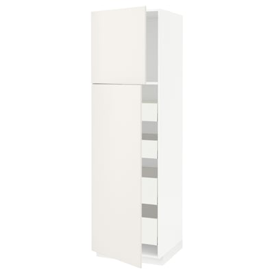 METOD / MAXIMERA Armoire 2 portes/4 tiroirs, blanc/Veddinge blanc, 60x60x200 cm