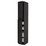 METOD / MAXIMERA Armoire 2 portes/4 tiroirs, noir/Lerhyttan teinté noir, 40x60x240 cm