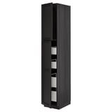 METOD / MAXIMERA Armoire 2 portes/4 tiroirs, noir/Lerhyttan teinté noir, 40x60x220 cm