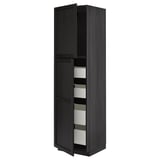 METOD / MAXIMERA Armoire 2 portes/4 tiroirs, noir/Lerhyttan teinté noir, 60x60x220 cm