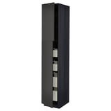METOD / MAXIMERA Armoire 2 portes/4 tiroirs, noir/Nickebo anthracite mat, 40x60x220 cm