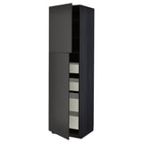 METOD / MAXIMERA Armoire 2 portes/4 tiroirs, noir/Nickebo anthracite mat, 60x60x220 cm