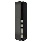 METOD / MAXIMERA Armoire 2 portes/4 tiroirs, noir/Nickebo anthracite mat, 60x60x240 cm