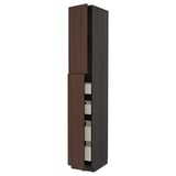 METOD / MAXIMERA Armoire 2 portes/4 tiroirs, noir/Sinarp brun, 40x60x240 cm