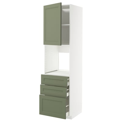 METOD / MAXIMERA Armoire four+porte/3 tiroirs, blanc/Axstad gris vert, 60x60x220 cm