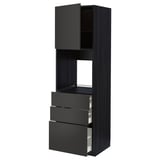 METOD / MAXIMERA Armoire four+porte/3 tiroirs, noir/Nickebo anthracite mat, 60x60x200 cm