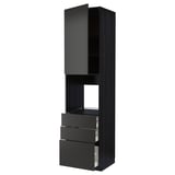 METOD / MAXIMERA Armoire four+porte/3 tiroirs, noir/Nickebo anthracite mat, 60x60x240 cm