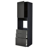 METOD / MAXIMERA Armoire four+porte/3 tiroirs, noir/Nickebo anthracite mat, 60x60x220 cm
