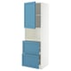 METOD / MAXIMERA Armoire micro-ondes av porte/2 tir, blanc/Lerhyttan bleu, 60x60x200 cm