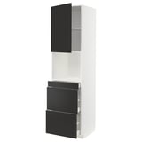 METOD / MAXIMERA Armoire micro-ondes av porte/3 tir, blanc/Nickebo anthracite mat, 60x60x220 cm