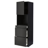 METOD / MAXIMERA Armoire micro-ondes av porte/3 tir, noir/Nickebo anthracite mat, 60x60x200 cm