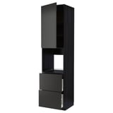 METOD / MAXIMERA Armoire pour four+porte/2 tiroirs, noir/Nickebo anthracite mat, 60x60x240 cm