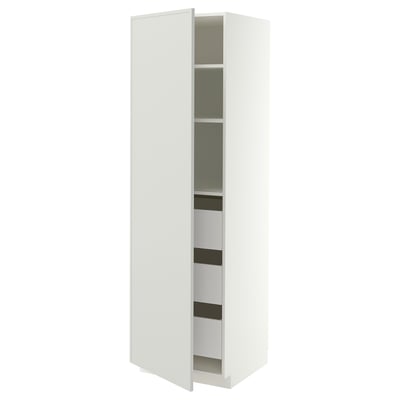 METOD / MAXIMERA Élément armoire avec tiroirs, blanc/Aspudden gris clair, 60x60x200 cm
