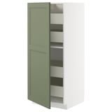METOD / MAXIMERA Élément armoire avec tiroirs, blanc/Axstad gris vert, 60x60x140 cm