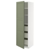 METOD / MAXIMERA Élément armoire avec tiroirs, blanc/Axstad gris vert, 60x60x200 cm