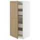 METOD / MAXIMERA Élément armoire avec tiroirs, blanc/Forsbacka chêne, 60x60x140 cm