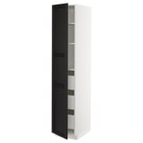 METOD / MAXIMERA Élément armoire avec tiroirs, blanc/Lerhyttan teinté noir, 40x60x200 cm