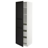 METOD / MAXIMERA Élément armoire avec tiroirs, blanc/Lerhyttan teinté noir, 60x60x200 cm