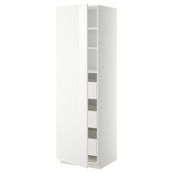 METOD / MAXIMERA Élément armoire avec tiroirs, blanc/Ringhult blanc, 60x60x200 cm