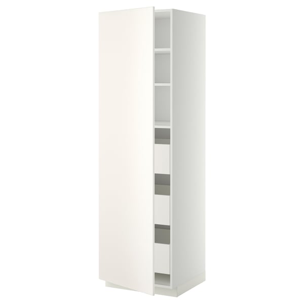 METOD / MAXIMERA Élément armoire avec tiroirs, blanc/Veddinge blanc, 60x60x200 cm