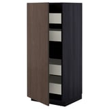 METOD / MAXIMERA Élément armoire avec tiroirs, noir/Sinarp brun, 60x60x140 cm