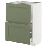 METOD / MAXIMERA Élément bas 2 tiroirs, blanc/Axstad gris vert, 60x37 cm