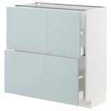 METOD / MAXIMERA Élément bas 2 tiroirs, blanc/Kallarp bleu gris clair, 80x37 cm