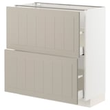 METOD / MAXIMERA Élément bas 2 tiroirs, blanc/Stensund beige, 80x37 cm