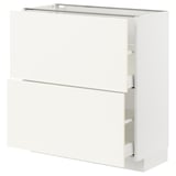 METOD / MAXIMERA Élément bas 2 tiroirs, blanc/Vallstena blanc, 80x37 cm