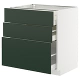 METOD / MAXIMERA Élément bas 3 tiroirs, blanc/Havstorp vert profond, 80x60 cm