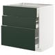 METOD / MAXIMERA Élément bas 3 tiroirs, blanc/Havstorp vert profond, 80x60 cm