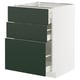 METOD / MAXIMERA Élément bas 3 tiroirs, blanc/Havstorp vert profond, 60x60 cm