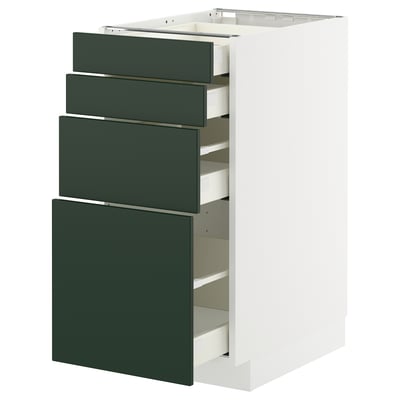 METOD / MAXIMERA Élément bas 4 faces/4 tiroirs, blanc/Havstorp vert profond, 40x60 cm