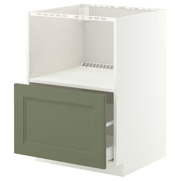 METOD / MAXIMERA Élément bas pr électroménager intég, blanc/Axstad gris vert, 60x60 cm