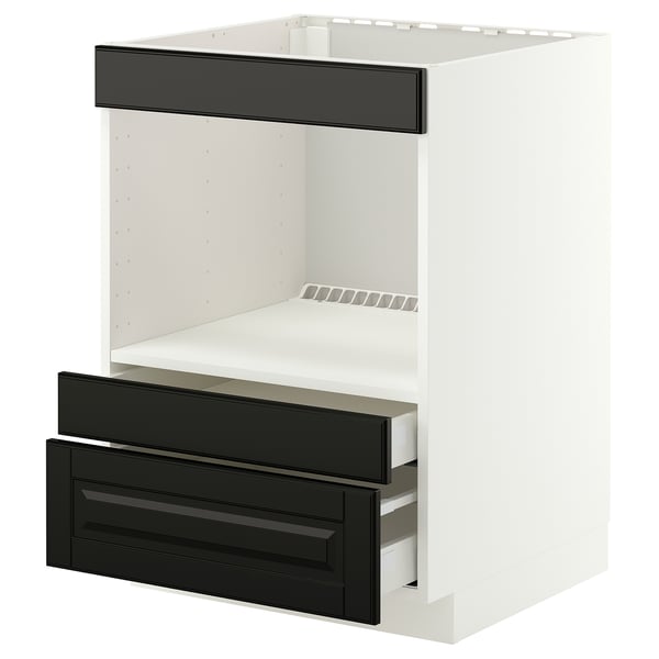 METOD / MAXIMERA Élément bas pr électroménager intég, blanc/Bodbyn noir, 60x60 cm