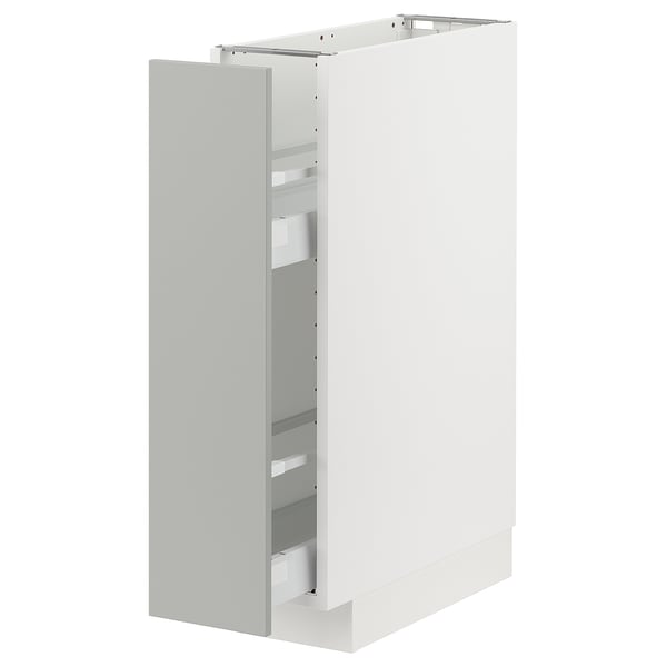 METOD / MAXIMERA Élément bas+rgts coulissants, blanc/Havstorp gris clair, 20x60 cm