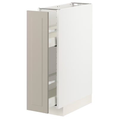 METOD / MAXIMERA Élément bas+rgts coulissants, blanc/Stensund beige, 20x60 cm