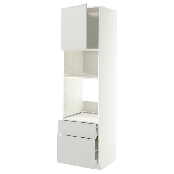 METOD / MAXIMERA Élément haut pr appareils encastrés, blanc/Aspudden gris clair, 60x60x220 cm