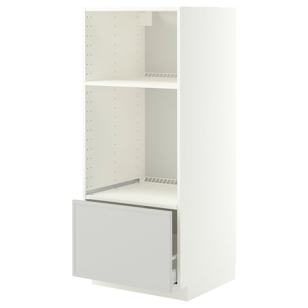 METOD / MAXIMERA Élément haut pr appareils encastrés, blanc/Aspudden gris clair, 60x60x140 cm