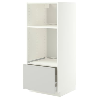METOD / MAXIMERA Élément haut pr appareils encastrés, blanc/Aspudden gris clair, 60x60x140 cm